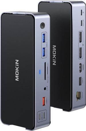 8K USB C Laptop Docking Station,Docking Station 3 Monitors with 2*DP&1*HDMI Ports,15 in 1 USB C Dock for Dual/Triple Monitors,6 *USB A/C Ports,100W PD,Ethernet,SD&TF,Audio,for /HP/MacBook/Lenovo