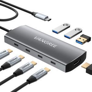 USB C to USB C Hub-3 USB 3.2 Gen 2 Ports with 10Gbps, 4K@60Hz HDMI, 100W Power Delivery, 3 USB 3.0 Ports, USB-C Splitter Multiport Adapter for MacBook Pro, iPad Pro and More Type C Devices