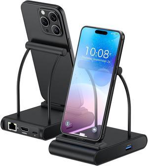 Cable Matters 5-in-1 iPhone 15 USB C Hub HDMI 4K@60Hz, iPad Docking Station with Gigabit Ethernet, USB-A 3.2 Port, 100W PD Charging, USB C Hub Stand for iPhone 15 Pro Max, iPad Pro, Galaxy S23 Ultra