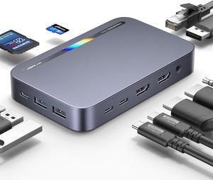 JSAUX Docking Station, 12 in 1 USB-C Docking Station 3 Monitors for MacBook//HP/Lenovo/Steam Deck/Switch, Laptop Docking Station with 4K DP, 4K HDMI*2, 100W PD, USB 3.0, 1000Mbps Ethernet, SD/TF