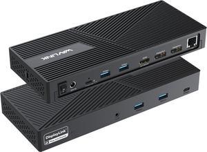 WAVLINK USB C Triple Display Docking Station with 130W Power Delivery, 4K Triple Monitor (Dual DisplayPort, HDMI) Displaylink Docking Station for Mac and Windows (1x USB-C, 4 USB 3.0, Ethernet, Audio)