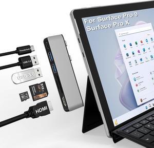 Surface Pro 9 Accessories, Surface Pro 9 Hub Docking Station with 4K HDMI, USB-C Thunderbolt 4 (Display+Data+PD Charging), USB 3.0 * 2, SD TF Card Slot, Triple Display for Microsoft Surface Pro 9/X