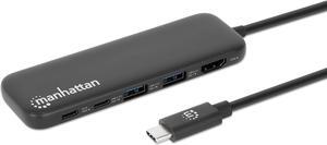 Manhattan 5 in 1 USB C Docking Station Hub  Long 20 in Cord - 100W PD, 4k HDMI, 2 USB-A 3.0, 1 USB-C 5Gbps Data Port - Multiport Adapter for MacBook Air Pro & Type C Devices3 Yr Mfg Warranty-130721