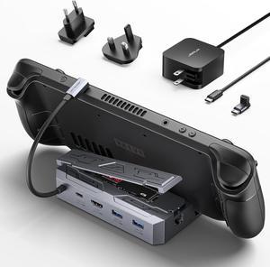 JSAUX M.2 Docking Station 6-in-1 for Steam Deck/ROG Ally with 65W AC Adapter Charger Set, HDMI 2.0 4K@60Hz, Ethernet, Dual USB-A 3.2 & USB-C Ports Compatible with Steam OLED HB0604 (SSD Not Included)