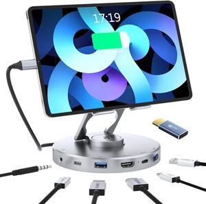 YCE 6 in 1 Docking Station for Steam Deck and ROG,with 4K@60Hz,100W PD,Audio,USB A,USB C Rotatable Folding Type-C Tablet Stand Holder for iPad,Steam Deck,ROG Ally,Phone
