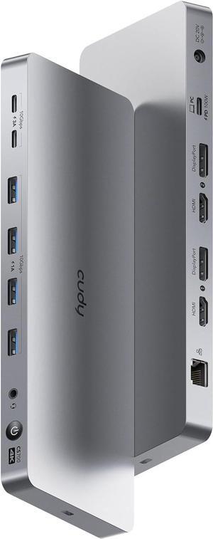 Cudy 13-in-1 DisplayLink Dual 4K Universal USB C Docking Station, 10Gbps USB-C, 2 HDMI Ports, 2 Display Ports, 4K 60Hz, 1000Mbps RJ45 Port, 100 Watts PD, 150 Watts PSU, CS700