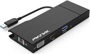 WAVLINK Universal Travel USB 3.0 Dock Dual Display HDMI+VGA with Gigabit Ethernet, USB 3.0 Port, Removable Card Reader, HDMI up to 2560x1440, VGA 1920x1200 for Apple M1 and Intel Macs, XPS 13/15