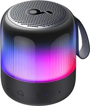 Soundcore Glow Mini Portable Speaker, Bluetooth Speaker with 360° Sound, Light Show, 12H Battery, Customizable EQ and Light, IP67 Waterproof and Dustproof, for Camping, Home, and Beach Parties