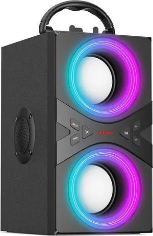 DINDIN Bluetooth Speakers, 40W(Peak) Wireless Party Speaker with TWS, Beat-Driven Lights, 80dB Loud Stereo Sound & Rich Bass, Portable Speakers with Subwoofer for Party, Outdoor, Camping, Travel