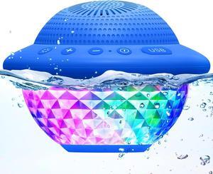 Floating Pool Speaker with Colorful LED Lights, IPX7 Waterproof Hot Tub Bluetooth Speakers, 10W Stereo Loud Sound, Built-in Mic,Bluetooth 5.3 Portable Wireless Speaker for Shower Bathtub Outdoor Swim