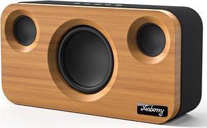 Bluetooth Speaker with Deep Bass, 40W(Peak) Wireless Portable Speaker with TWS, AUX, TF Card, Stereo Sound Wood Home Audio Sync up to 100 Bluetooth 5.3 Speakers For Home Party, Outdoor Camping