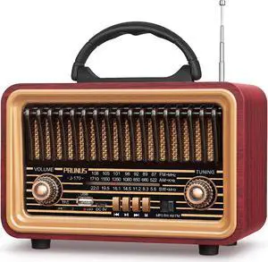 PRUNUS Retro Vintage Radio with Bluetooth Rich Bass Stereo Sound, Radios Portable AM FM, Rechargeable Speaker with TWS Pairing, Loud Volume,BT5.0, TF Card & MP3 Player for Home/Party