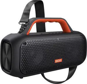 DOSS Extreme Boom Outdoor Speaker with IPX6 Waterproof, 60W Mighty Sound, Deep Bass, 30H Playtime,10400mAh Power Bank, Portable Waterproof Bluetooth Speaker for Outdoor, Camping, Garage-Orange
