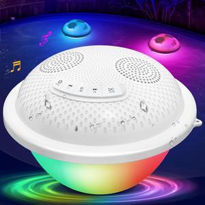 Floating Pool Speakers with Colorful LED Lights, IP68 Waterproof Pool Speakers Bluetooth, 16W Stereo Loud Sound Hot Tub Speaker, TWS Pairing, Hands-Free Portable Bluetooth Pool Speaker for Spa