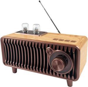Retro Bluetooth Speaker, Vintage Radio Natural Wood Rotary FM Radio 20W Dual Speakers Stereo,with U Disk/TF Card/Aux Music Player Function,Portable Wireless Speakers for Home, Office Decor