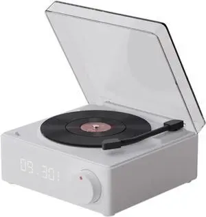 Vintage Vinyl Record Player Style Bluetooth Speaker Phonograph Style Retro Bluetooth Speaker White Cute Look Gift for Girls Good Bass Enhancement Loud Volume