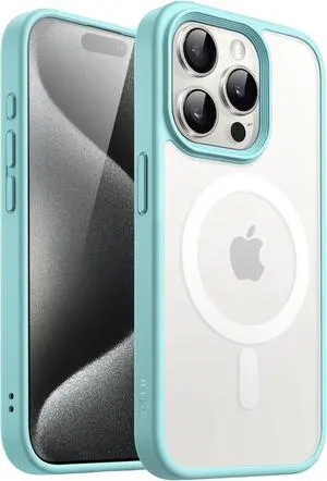 JETech Magnetic Case for iPhone 15 Pro 6.1-Inch Compatible with MagSafe, Translucent Matte Back Slim Shockproof Phone Cover (Bright Blue)