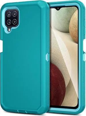 Jiunai for Samsung Galaxy A12 case, Dual Layer Shockproof Drop Protection Outdoor Sports Tough Hybrid Bumper Rugged Rubber Cover Defend Matte Armor Phone Case for Samsung Galaxy A12 5G 2021 Teal