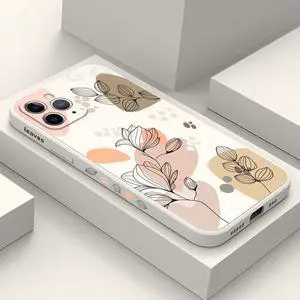 for iPhone 11 Pro Case, for iPhone 11 Pro Phone Case Side Creative Morandi Line Flower Design Prints Slim Soft Shockproof Cover Protective for iPhone Case 11 Pro-Morandi White