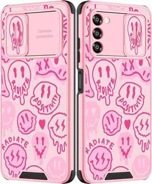 Goocrux for Samsung Galaxy A03S Case Face for Girls Women Kawaii Cute Girly Phone Cover Preppy Smile Unique Design Aesthetic with Slide Camera Cover Teens Cases for Galaxy A03S 5G 6.5 inch