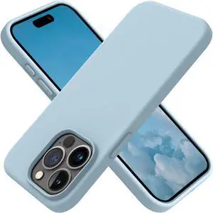 OTOFLY Compatible with iPhone 15 Pro Max Case,[Silky and Soft Touch Series] Premium Soft Liquid Silicone Rubber Full-Body Protective Bumper Case for iPhone 15 Pro Max (Baby Blue)