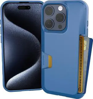 Smartish® iPhone 15 Pro Wallet Case - Wallet Slayer Vol. 1 [Slim + Protective] Credit Card Holder - Drop Tested Hidden Card Slot Cover Compatible with Apple iPhone 15 Pro - Blues on The Green