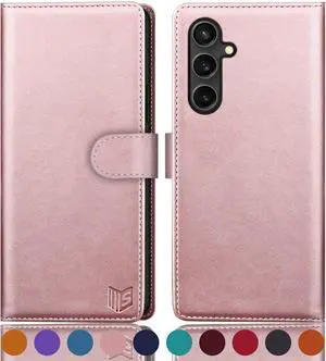 SUANPOT for Samsung Galaxy S23 FE Wallet case RFID Blocking Credit Card Holder,PU Leather Flip Folio Book Phone case Cover Women Men for Samsung S23 FE 5G case Wallet Rose Gold