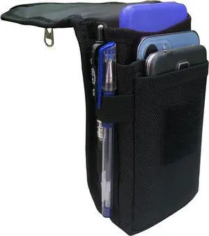 Dual Phone Case for Two Phones, Maezar Belt Clip Pouch Holder for Men, Tactical Cell Phone Holster with Belt Loop, Multi Tool Phone Case, Waist Pocket for Working, Outdoor Living or Hiking-Black
