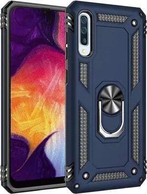 Military Grade Drop Impact for Samsung Galaxy A50 Case 360 Metal Rotating Ring Kickstand Holder Magnetic Car Mount Armor Heavy Duty Shockproof Case Galaxy A50/A50s/A30s Phone Case (Blue)