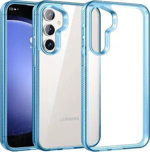 Rayboen for Samsung Galaxy S23 FE Case Clear, [Non-Yellowing] Shockproof Protective Slim Fit Phone Cover for Galaxy S23FE with Bumper Anti-Slip Silicone Frame & Hard PC Back, Clear Blue