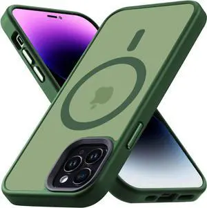 Strong Magnetic Case for iPhone 12 Pro Max [Compatible with MagSafe] Protective Shockproof Cover Phone Case for iPhone 12 Pro Max 6.7" Matte Green