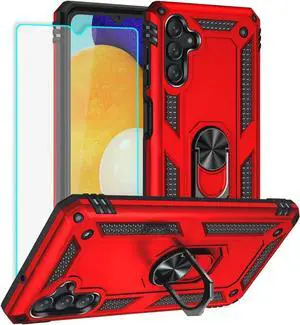 Yiakeng Samsung A13 5G Case, Galaxy A13 5G Case with HD Screen Protector, Military Grade Protective Cases with Ring for Samsung Galaxy A13 5G(Red)