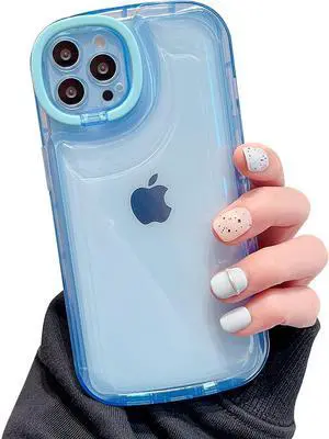 Ownest Compatible with iPhone 15 Pro Max Case with Clear Kickstand Creative Protective Design Case with Camera Holder for TPU Slim Shockproof Cool Phone Case for iPhone 15 Pro Max-Blue