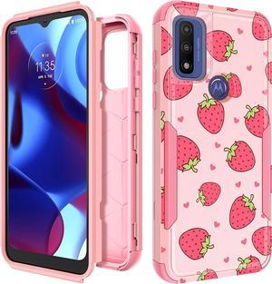 for Motorola Moto G Pure/G Power 2022 Case/G Play 2023 Case,Women Girls Cute Strawberry Style Heavy Duty Military Grade Protctive Shockproof G Pure/G Power 2022/G Play 2023 Hard Phone Cases