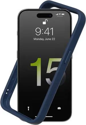 RhinoShield Bumper Case Compatible with [iPhone 15 Pro] | CrashGuard - Shock Absorbent Slim Design Protective Cover 3.5M / 11ft Drop Protection - Navy Blue