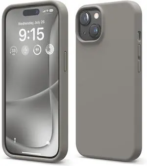 elago Compatible with iPhone 15 Case, Liquid Silicone Case, Full Body Protective Cover, Shockproof, Slim Design, Anti-Scratch Soft Microfiber Lining, 6.1 inch (Medium Grey)
