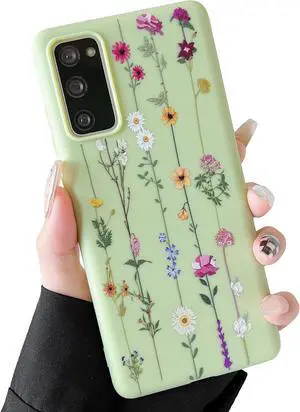 ZTOFERA Floral Case for Samsung Galaxy S20 FE 5G,Cute Flower Pattern Case for Girls Women,Flexible Silicone Protective Slim Shockproof Bumper Phone Cover for Samsung Galaxy S20 FE,Green