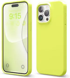 elago Compatible with iPhone 15 Pro Max Case, Liquid Silicone Case, Full Body Protective Cover, Shockproof, Slim Phone Case, Anti-Scratch Soft Microfiber Lining, 6.7 inch (Neon Yellow)