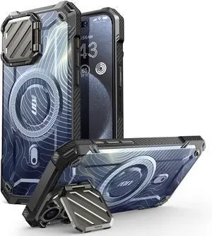 SUPCASE for iPhone 15 Pro Max Case with Camera Cover & Stand (UBMag XT) [Compatible with MagSafe] [Built-in Kickstand] [Military-Grade Protection] Heavy Duty Rugged Magnetic Phone Case, BlueRipple