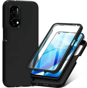 Design Heavy Duty Case for OnePlus Nord N200 5G Case with Built-in Screen Protector Dual-Layer PC Silicone Shockproof Protective Cover (Black)