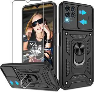 ATUMP for T-Mobile REVVL 6 Pro 5G Case, Revvl 6X Pro Case with HD Screen Protector, 360° Rotation Ring Kickstand [Military Grade] Protective Case, Black