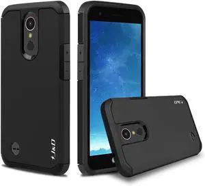 J&D Heavy Duty Dual Layer Hybrid Shockproof Protective Rugged Bumper Case for LG K20 V, K20 Plus, Harmony, K10 2017, V5, Grace - Black