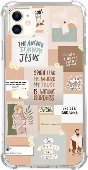 Christian Quotes Collage Phone Case Compatible with iPhone 11, Christian God Case for Girl Women Men, Silicone Shockproof TPU Bumper Protective Cover Case for iPhone 11