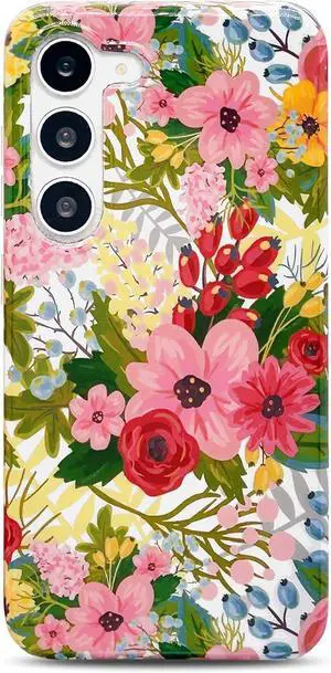J.west Design for Galaxy S22 Case 6.1", Modern Style Summer Cute Bouquet Floral Pattern with Garden Botanical Flowers Prints Slim Soft TPU Shockproof Cover Protective Phone Case for Women Girls