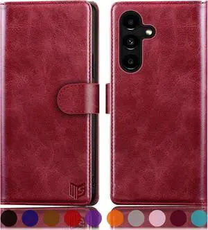 SUANPOT for Samsung Galaxy S24 Plus/S24+ Wallet case with RFID Blocking Credit Card Holder,Flip Book PU Leather Protective Cover Women Men for Samsung S24Plus Phone case Red