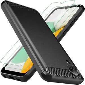 Osophter for Galaxy A03 Core Case,Samsung A03 Core Case with 2pcs Screen Protector Shock-Absorption Flexible TPU Rubber Protective Cell Phone Cover for Samsung Galaxy A03 Core(Black)