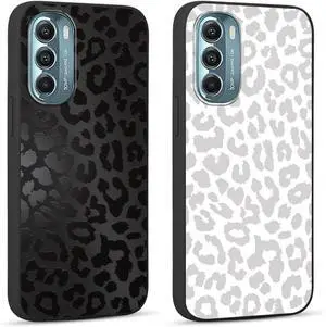 2 Pack Cute Cheetah Print for Motorola Moto G Stylus 5G20226.8" Phone Case,Leopard Pattern Design Cases Soft Silicone Slim TPU Shockproof Protective Bumper Cover for Women Girls-Black & White