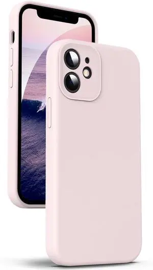 Supdeal Liquid Silicone Case for iPhone 12, [Camera Protection] [Anti Fingerprint] [Wireless Charging] 4 Layer Phone Case Protective Cover, Built-in Microfiber Case Cover, 6.1", Pink