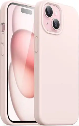 JETech Silicone Case for iPhone 15 6.1-Inch, Silky-Soft Touch Full-Body Protective Phone Case, Shockproof Cover (Light Pink)