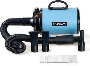 Dog Dryer for Pet Grooming, High Velocity Pet Hair Dryer with Heater, Adjustable Speed, 3 Nozzles and a Comb, Blue Dog Dryer for Pet Grooming, High Velocity Pet Hair Dryer with Heater, Adjustable Speed, 3 Nozzles and a Comb, Blue